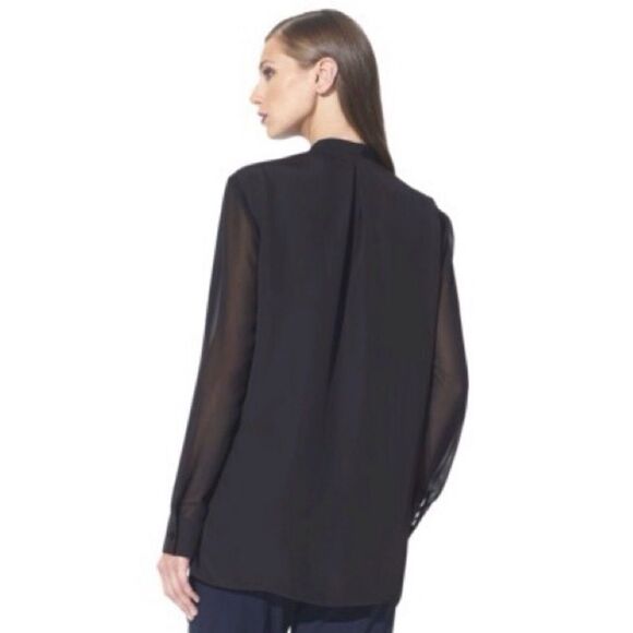 3.1 Phillip Lim Black Sheer Button-Up Crystal Tuxedo Blouse Women Size S - Picture 5 of 9
